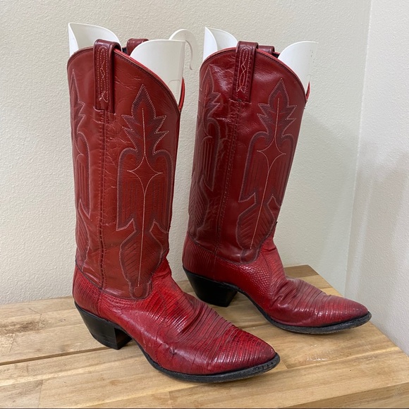 Dan Post Shoes - Dan post VINTAGE red lizard cowboy boots